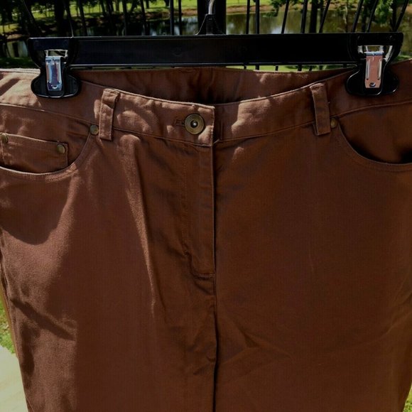 Ruby Rd Women's Capri Pants Brown Embroidered Cuff Size 12 - Picture 2 of 8